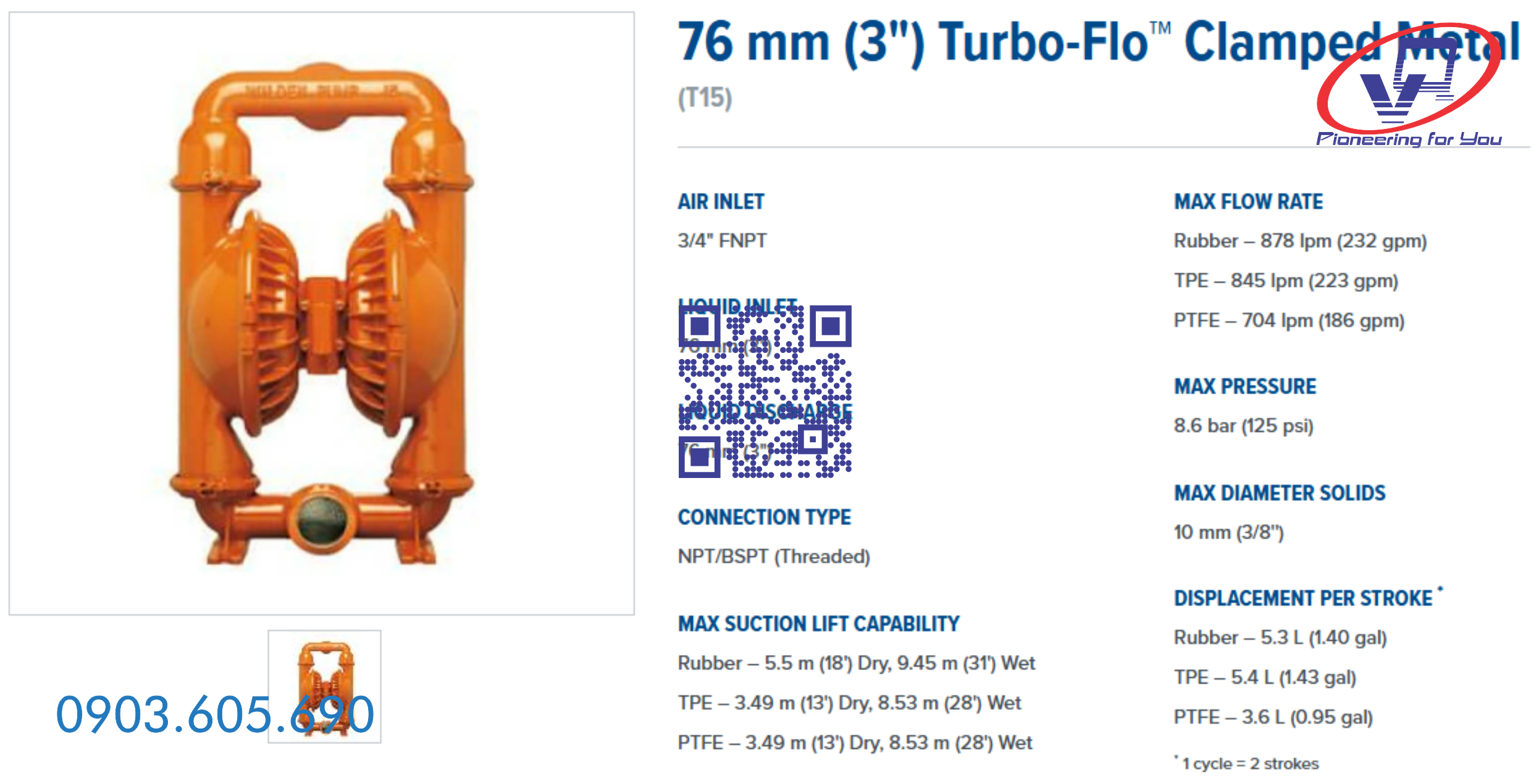 Bơm màng Wilden T15/AAAAB/TWS/TF/ATF/0014